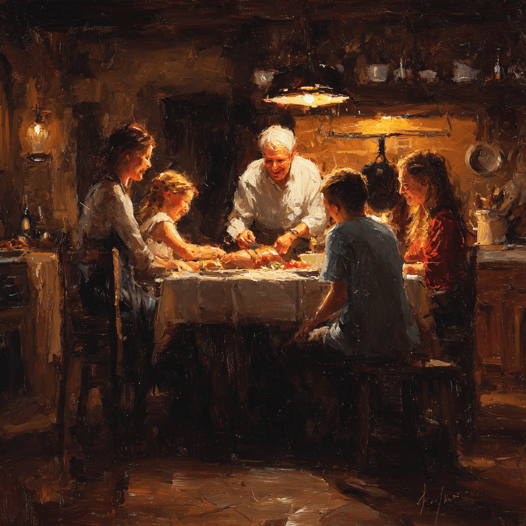 Rich detailed oil painting farmhouse scene - custom art print example